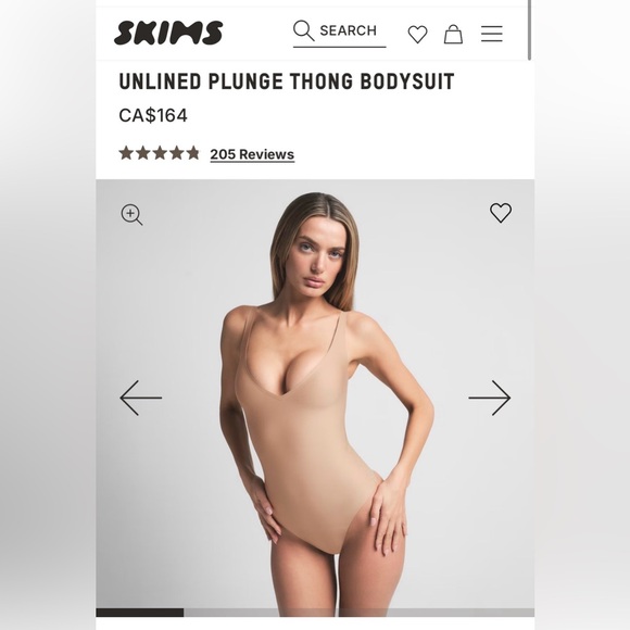 SKIMS Other - SKIMS: NWT Unlined Plunge Thong Bodysuit -Sz XL